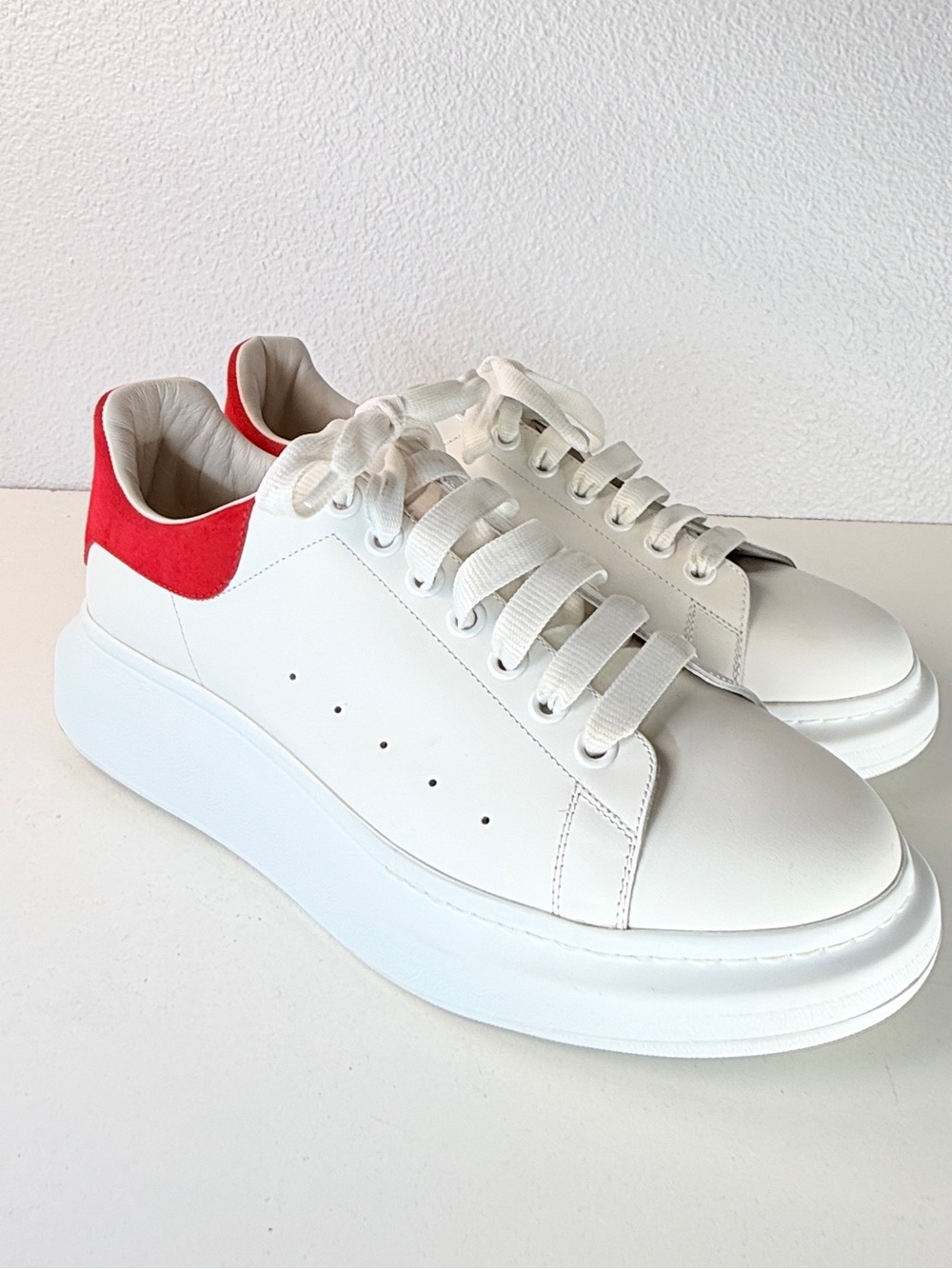 Alexander McQueen Oversized Sneakers Mens 12 White Red Platform Shoes EU45